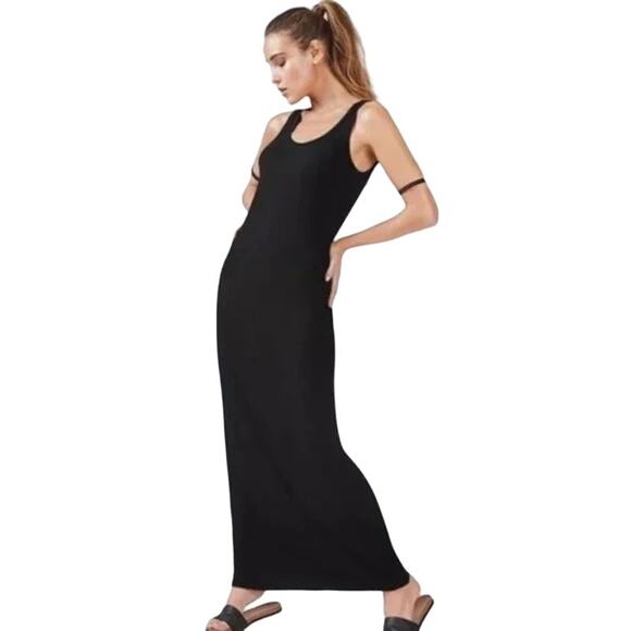 Fabletics Claudia Maxi Black Dress Sleeveless Cutout Back Maxi Dress XS NWT - Picture 2 of 12